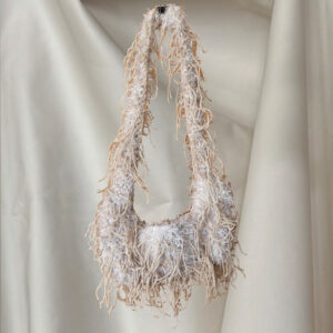 white & beige crossbody bag