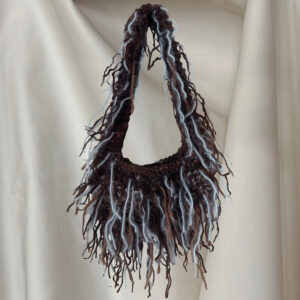 brown & baby blue handbag